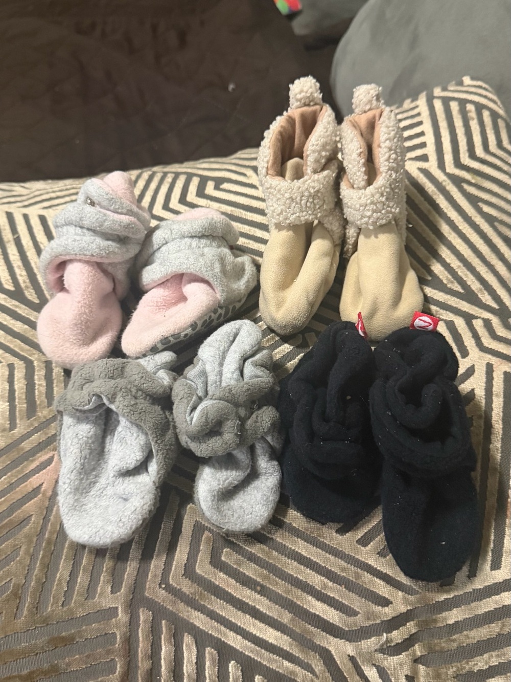 Plush Baby Booties & Slippers Set - Pink, Gray, Beige, Black
